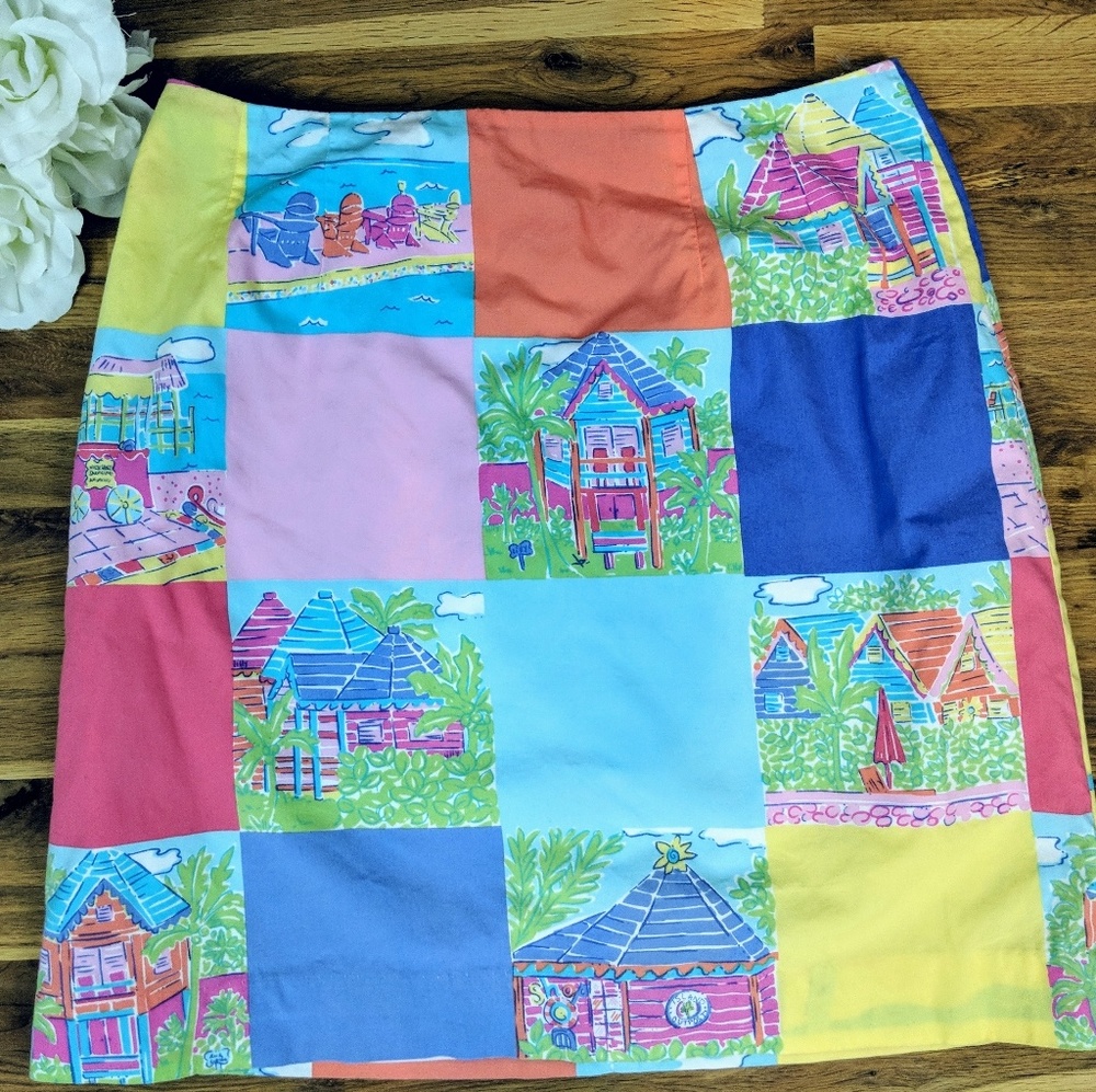 Lilly Pulitzer Patchwork Island Skirt Size 6